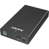Black MAIWO USB3.0 to SATA hard drive enclosure with slide design, tool-free access, and transfer speed up to 5Gbps.
