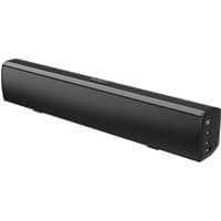 Black Majority Bowfell compact soundbar with rounded edges and side control buttons.