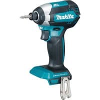 Makita DTD153Z 18V LXT brushless impact driver, teal and black, with silver accents and belt clip, body only.