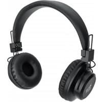 Black Manhattan Bluetooth on-ear headset with cushioned ear pads, adjustable headband, and integrated controls.