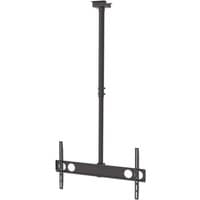 Black Manhattan ceiling TV mount, adjustable height, supports 37"-75" screens, VESA 200x200 to 800x400mm.