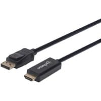 Black Manhattan DisplayPort to HDMI cable, 1m, male to male, with latch, supports 1080p@60Hz, non-bi-directional.