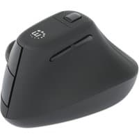 Black Manhattan ergonomic vertical wireless mouse, six buttons, scroll wheel, nano USB-A receiver, right-handed design.