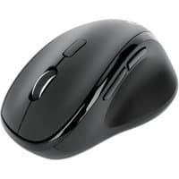 Black Manhattan ergonomic wireless mouse, right-handed, six buttons, scroll wheel, USB-A and USB-C receiver included.