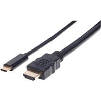 Black Manhattan USB-C to HDMI cable, 2m, with gold-plated connectors, male to male, supports 4K@30Hz.