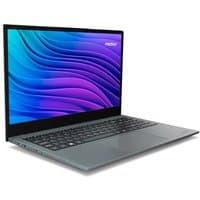 Medion 15.6-inch Akoya E15443 laptop, silver, with black keyboard and vibrant blue-purple screen display.