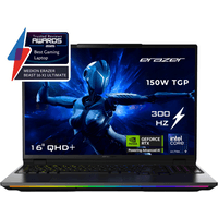 Black MEDION ERAZER Beast 16 laptop, 16" QHD+ display, RGB keyboard, featuring RTX 5080, Intel Core Ultra 9.