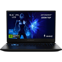 Black MEDION ERAZER laptop with blue backlit keyboard, 15.6" display, RTX 5060 graphics, and Intel Core i7 badge.