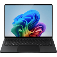 Black Microsoft Surface 7 laptop with 13.8-inch touchscreen, Windows 11 Pro, thin bezel, and sleek design.