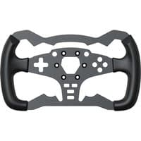 Moza Racing ES Formula Wheel Mod with black grips, hexagonal button layout, and sleek silver frame.