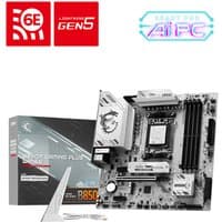 MSI B850M GAMING PLUS WIFI6E motherboard, black micro ATX, AMD B850 Socket AM5, with heatsinks and PCIe slots.