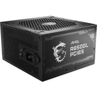 Black MSI MAG A850GL power supply unit with dragon logo, 850W, 20+4 pin ATX, vented top, and PCIe5 support.