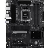 Black MSI PRO B850-S WIFI6E motherboard, AMD B850 Socket AM5, ATX form, multiple slots and heatsinks.