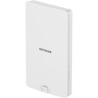 White rectangular Netgear WiFi 6 AX1800 outdoor access point with PoE, sleek design, and subtle branding.