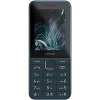 Dark blue Nokia 225 phone with 2.4" screen, numeric keypad, and central navigation button.