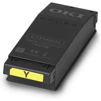 Black OKI toner cartridge with yellow label, model 09006129, rectangular shape with rounded edges.