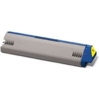 Gray OKI 45536413 original yellow toner cartridge with blue and yellow accents