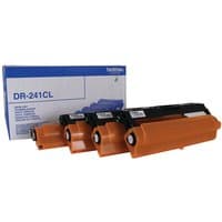 Brother DR241CL Drum Units 4 pack with orange casing and black top, packaged in a blue and white box.
