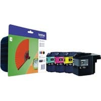 Brother LC129XL/125XL ink cartridge multipack with black, cyan, magenta, yellow cartridges and branded packaging.