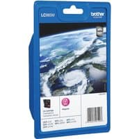 Blue-packaged Brother LC985M Magenta Ink Cartridge with Earth image and magenta color indicator on the front.