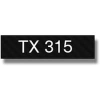Brother P-Touch TX315 6mm gloss tape, white text on black background, rectangular label design.