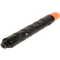 Black Canon C-EXV28 toner cartridge with cylindrical shape and orange cap.