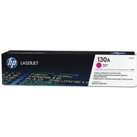 Black HP 130A magenta toner cartridge box with blue HP logo and white label detailing compatibility.