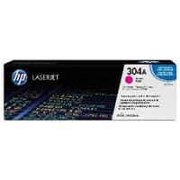 HP 304A magenta toner cartridge box, black with colorful graphics and HP logo, model CC533A.