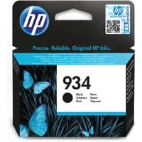Black HP 934 ink cartridge packaging with blue butterfly design and HP logo.