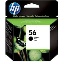 HP No. 56 Black Inkjet Cartridge, 19 ml, in black box with green lotus design and HP logo on top.