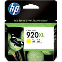 HP 920XL Yellow Ink Cartridge in black packaging with green accents and butterfly image.
