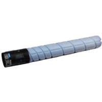 Cyan Konica Minolta TN216C toner cartridge, cylindrical shape with black cap and blue body.