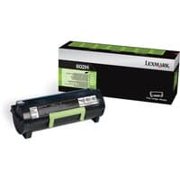 Black Lexmark 602H toner cartridge with green handle, next to a black and green branded box.
