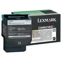 Black Lexmark C546U1KG toner cartridge with box, featuring product details and Lexmark branding.