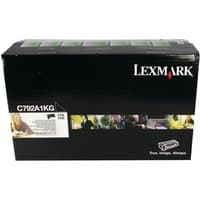 Black Lexmark C792A1KG toner cartridge box with images and Lexmark logo on the front.