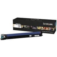Lexmark C950X71G Photoconductor Unit, black casing with blue roller, beside branded packaging box.