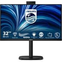 Philips 32" monitor, black stand, thin bezel, pop-up webcam, Quad HD, 100Hz, 31.5-inch screen, 3000 series.
