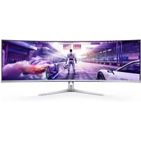 Philips Evnia 8000 48.9" QHD QD-OLED curved gaming monitor with slim bezels and sleek silver stand.