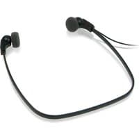 Black Philips LFH0334 under-chin wired headphones with foam ear pads and flexible neckband.