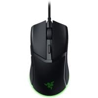 Black Razer COBRA gaming mouse, right-hand, USB Type-A, optical sensor, 8500 DPI, green backlit logo.