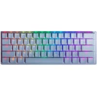 White Razer Huntsman Mini keyboard, compact design, RGB backlit keys, USB connection, QWERTY US layout.