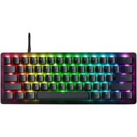 Black Razer Huntsman V3 Pro Mini gaming keyboard with RGB backlit keys and compact design, USB QWERTY UK layout.