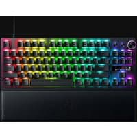 Black Razer Huntsman V3 Pro Tenkeyless keyboard with RGB backlit keys and detachable wrist rest.