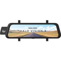 "Road Angel Halo Vision 3 dashcam, 10-inch rear view mirror, 4K display, black frame, landscape screen view"