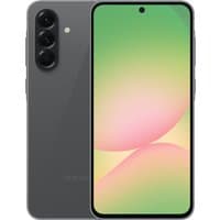 Samsung Galaxy A56 5G smartphone, 6.7" display, dual SIM, matte black finish, triple rear camera, centered front camera.