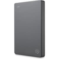 Silver Seagate Basic 2TB external hard drive, compact 2.5" design with subtle logo on corner.
