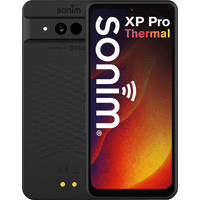 Black Sonim XP Pro phone, 6.5" screen, 256GB, 5G, rugged design, dual rear cameras, thermal imaging feature.
