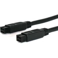 Black StarTech.com 10 ft Firewire 800 cable with 9-pin connectors on both ends.