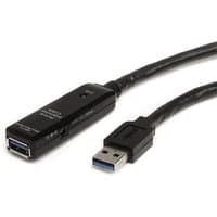 Black 10m USB 3.0 active extension cable with male and female connectors, featuring a sleek design and durable casing.