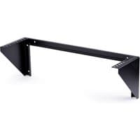 Black StarTech.com 3U 19” wall mount vertical rack bracket with L-shaped design and multiple mounting holes.